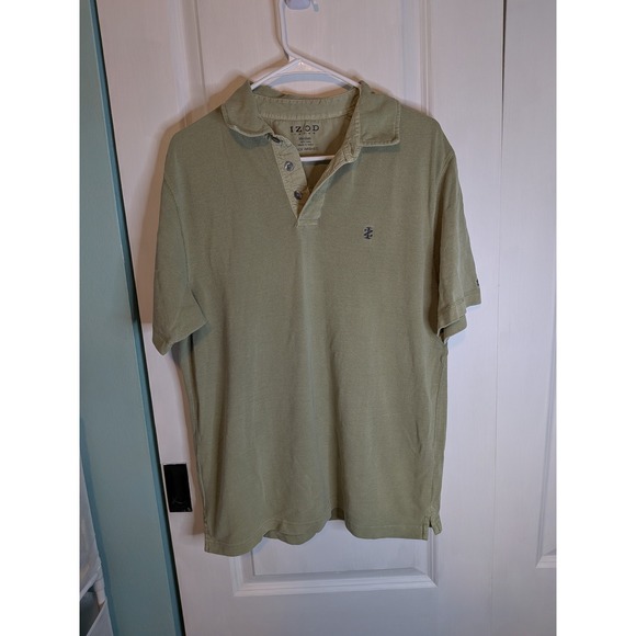 Izod Other - Izod Jeans Mens Sage Green Rock‎ Washed Cotton Pique Polo Shirt Medium